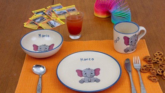 Kindertasse/Frühstücksteller/Schale - Elefant 3er-Set