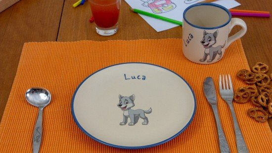 Kindertasse/Frühstücksteller - Wolf 2er-Set